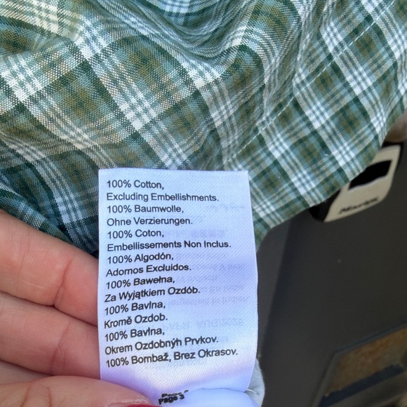 Cotton On High Neck Sage Green Plaid Dropwaist Mini Dress - Picture 8 of 8